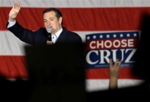 Republican presidential candidate, Sen. Ted Cruz, R-Texas, waves to his supporters as he arrives at a campaign stop at Waukesha County Exposition Center, Monday, April 4, 2016, in Waukesha, Wis. (AP Photo/Nam Y. Huh)